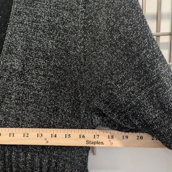 Cedrics Long Line Cardigan Metallic Silver Black Pleated Bell Sleeve Women's M - Picture 8 of 8